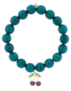 Ruby And Emerald Cherry Charm Bracelet