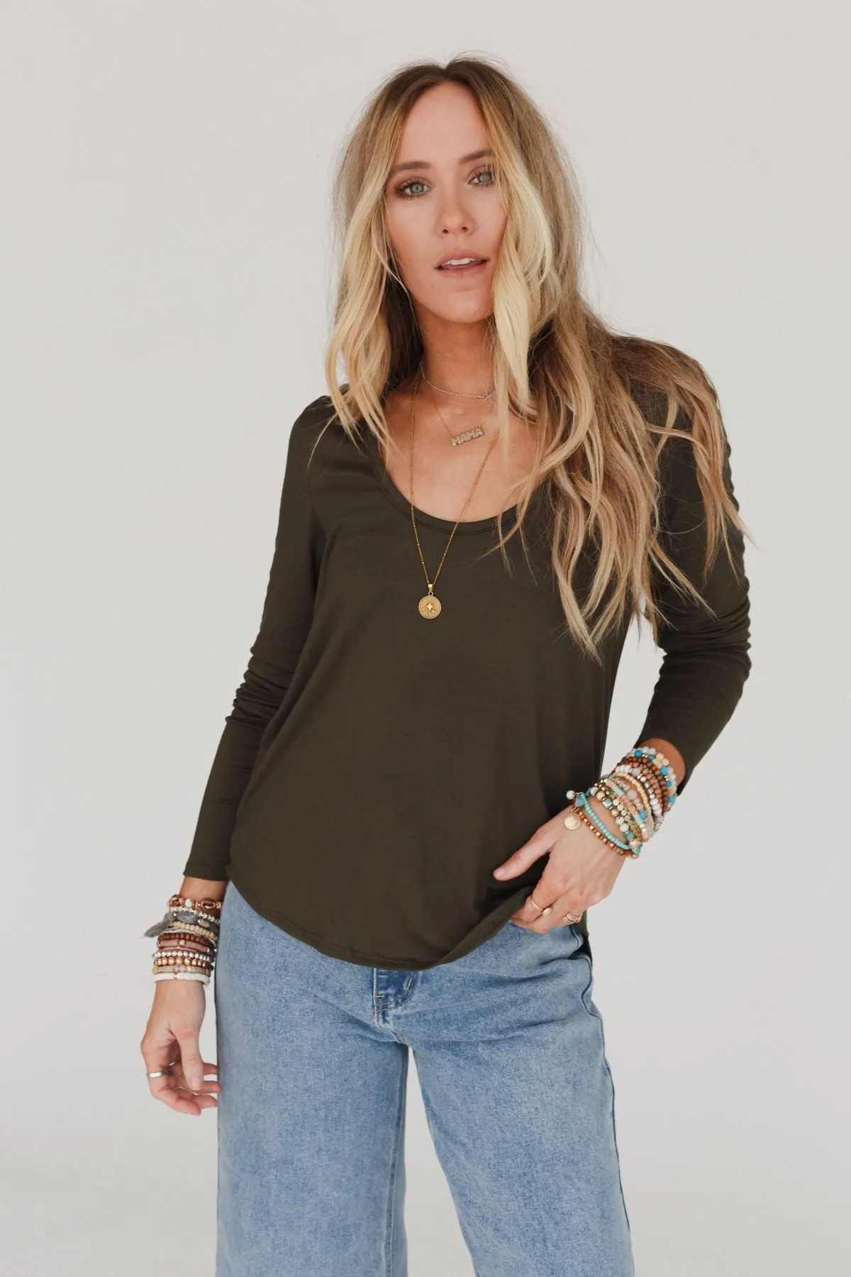 Ryder Long Sleeve Bralette Tee - Olive