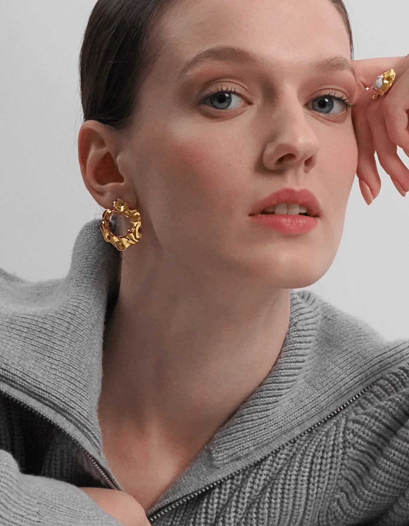 Salome Gold Stud Earrings