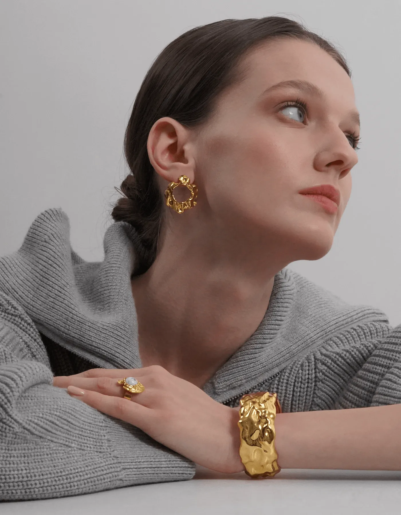 Salome Gold Stud Earrings