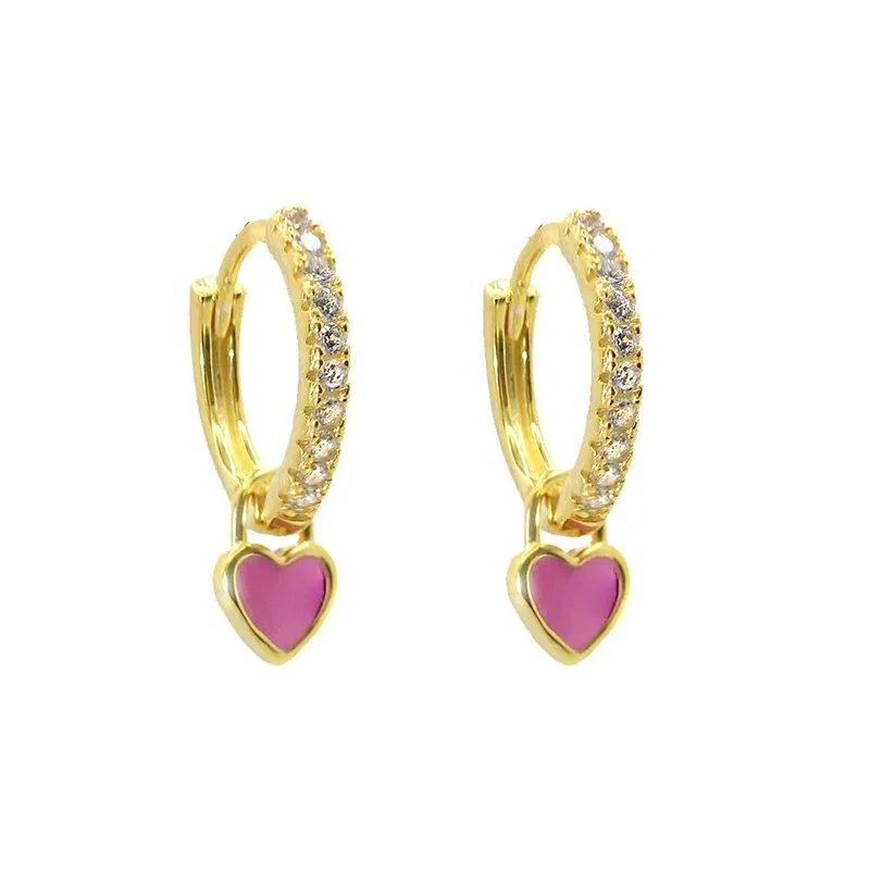 Sicily Pink Heart Hoops