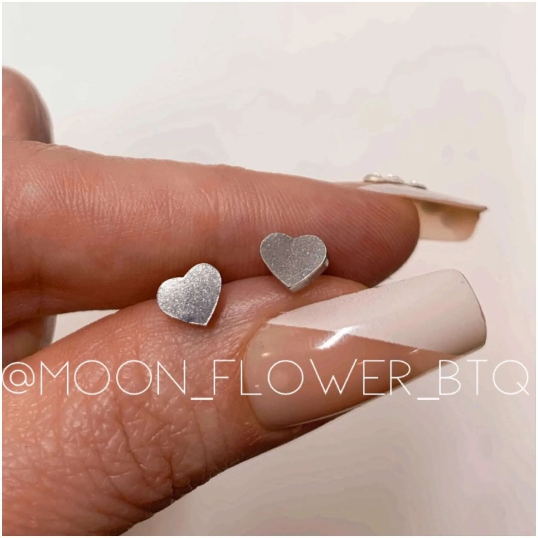 Silver Heart Barbell Earrings