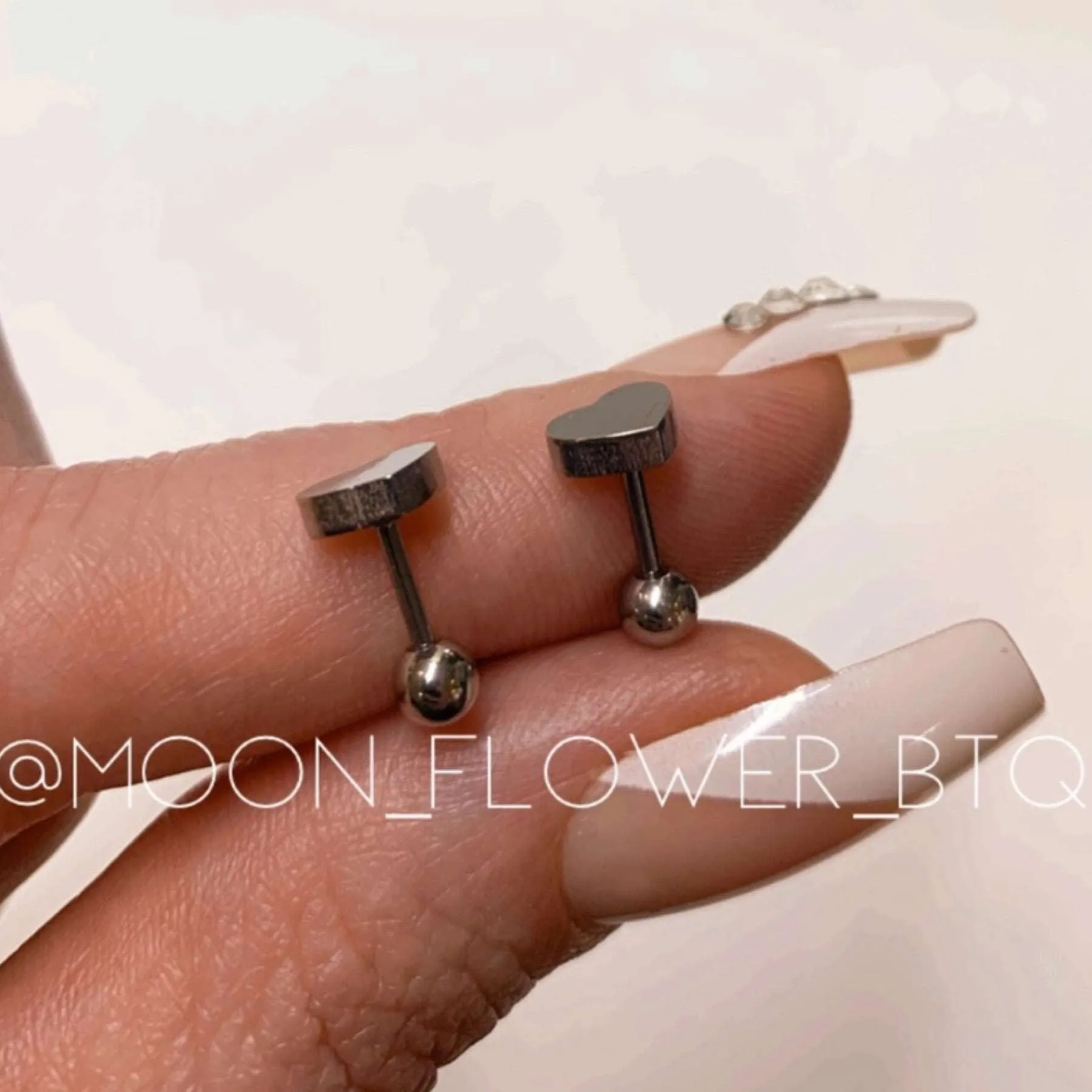 Silver Heart Barbell Earrings