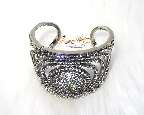 Silver Statement Crystal Round Ball Bangle