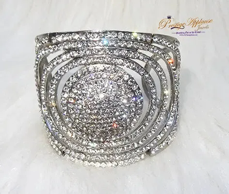 Silver Statement Crystal Round Ball Bangle