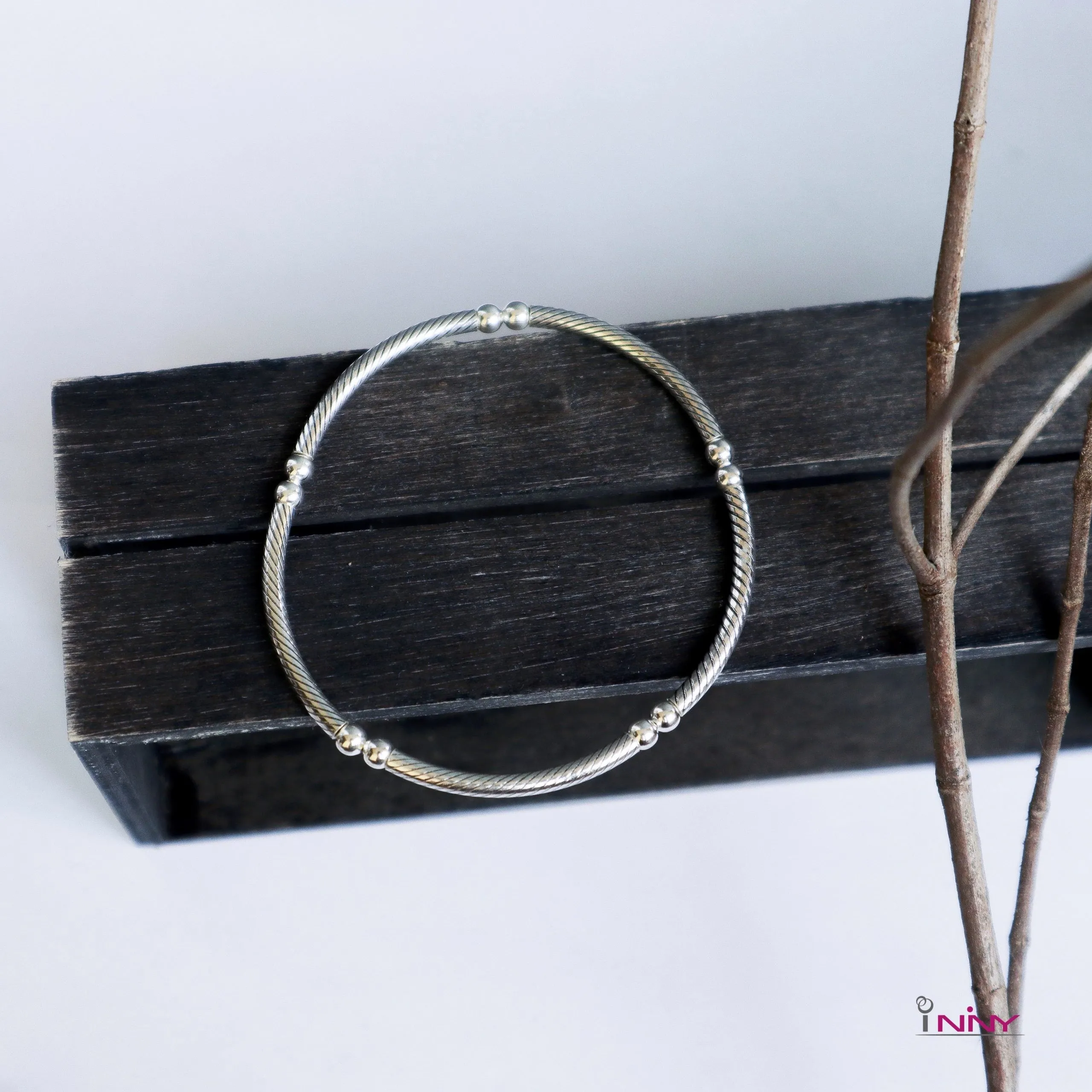 Silver925 Twisted Pipe Stretchable Bangle
