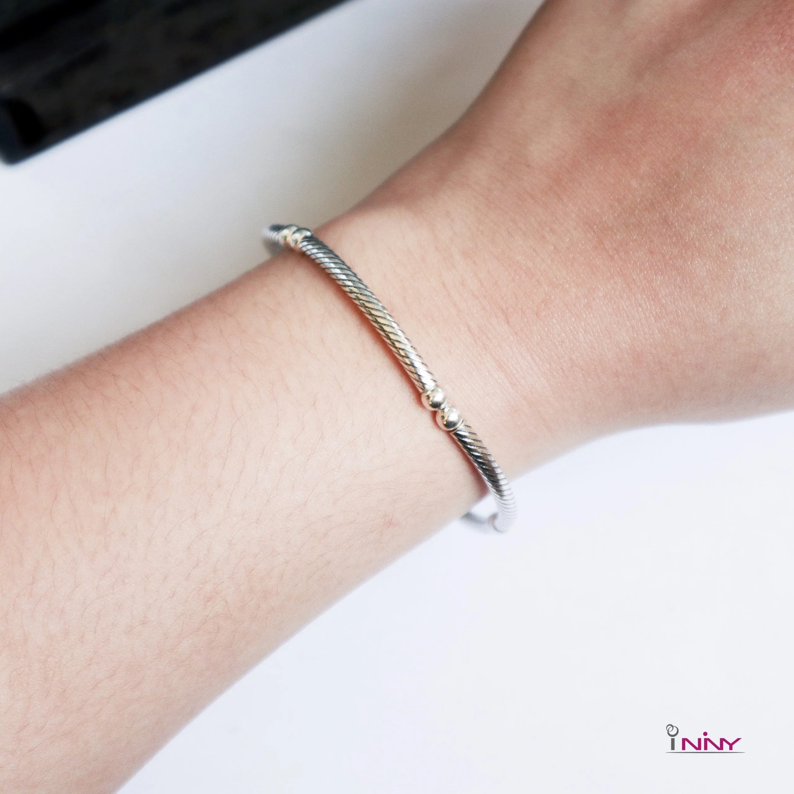 Silver925 Twisted Pipe Stretchable Bangle