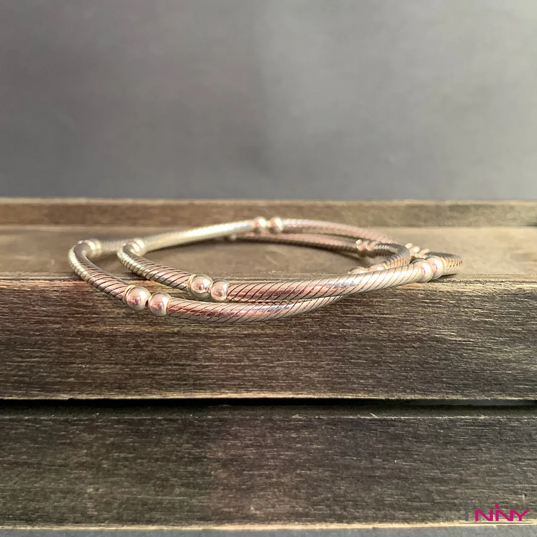 Silver925 Twisted Pipe Stretchable Bangle