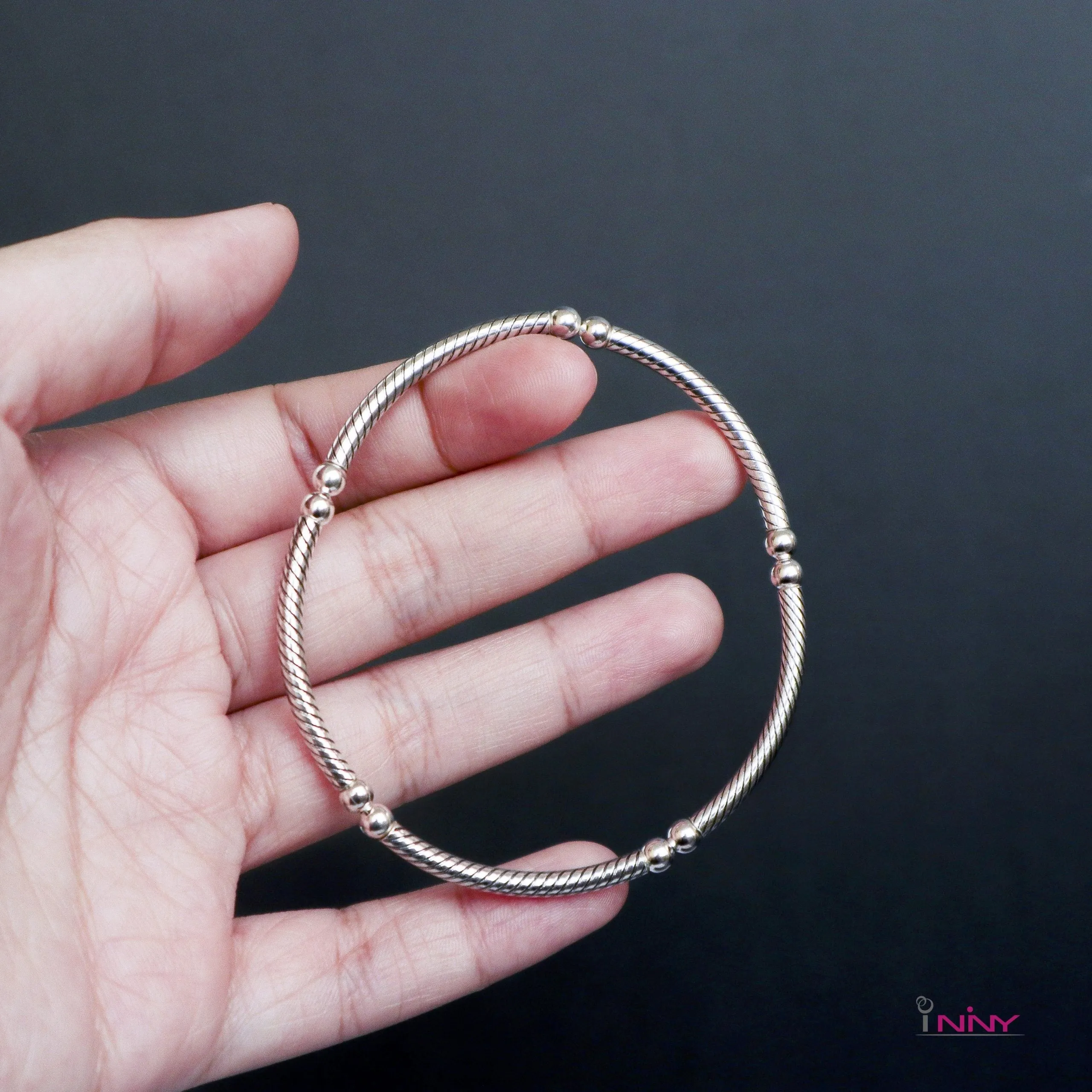 Silver925 Twisted Pipe Stretchable Bangle