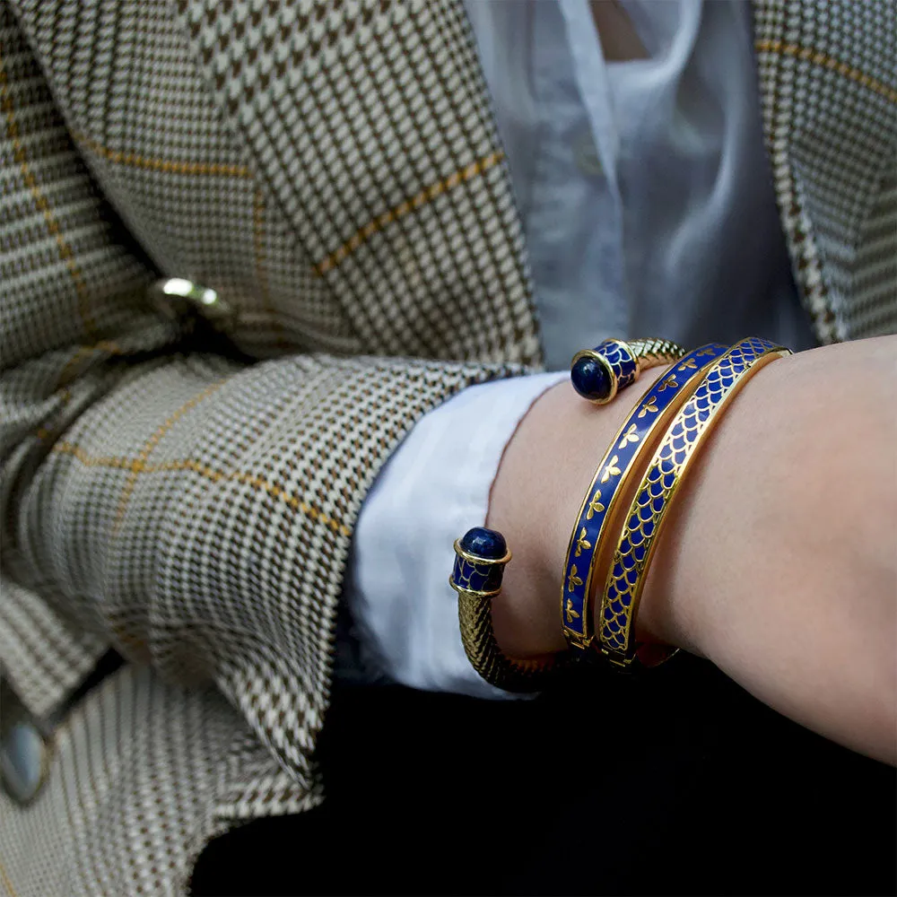 Skinny Salamander Cobalt & Gold Bangle