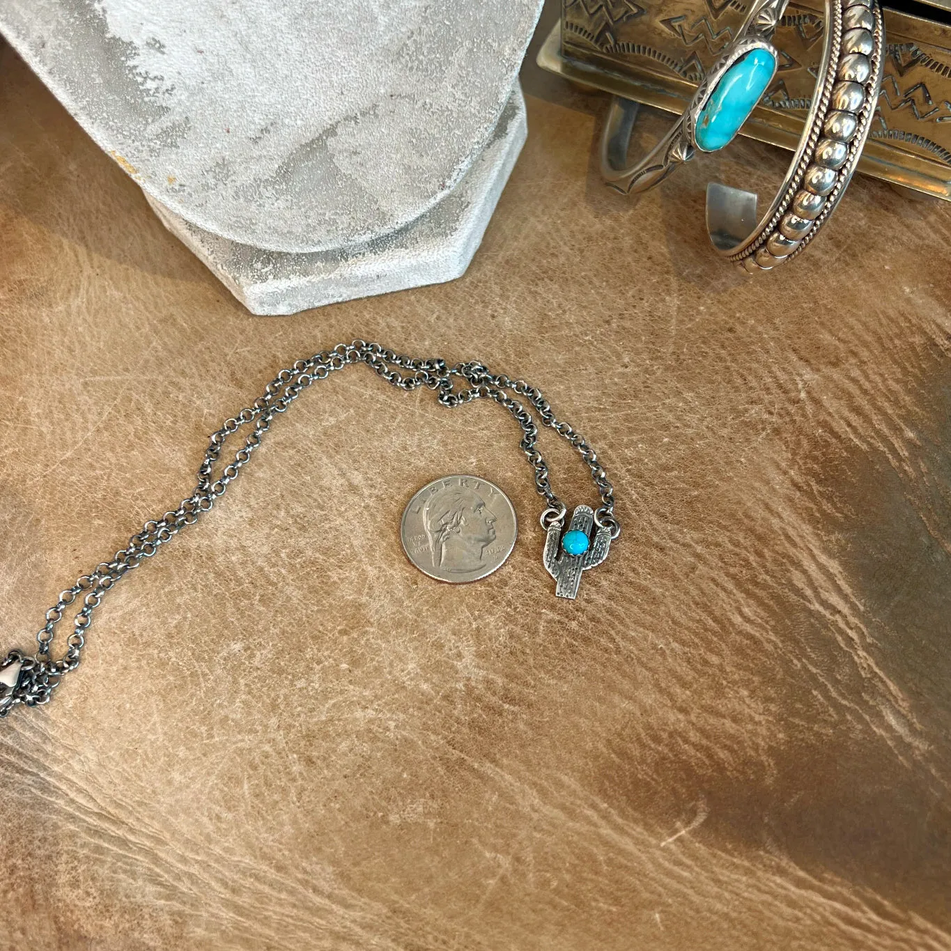 The Saguaro Azul Turquoise Cactus Necklace
