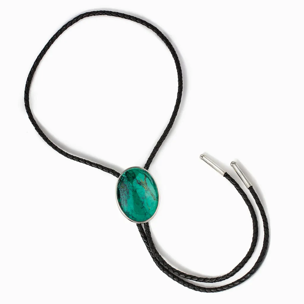 Tibetan Turquoise Leather Bolo Necklace