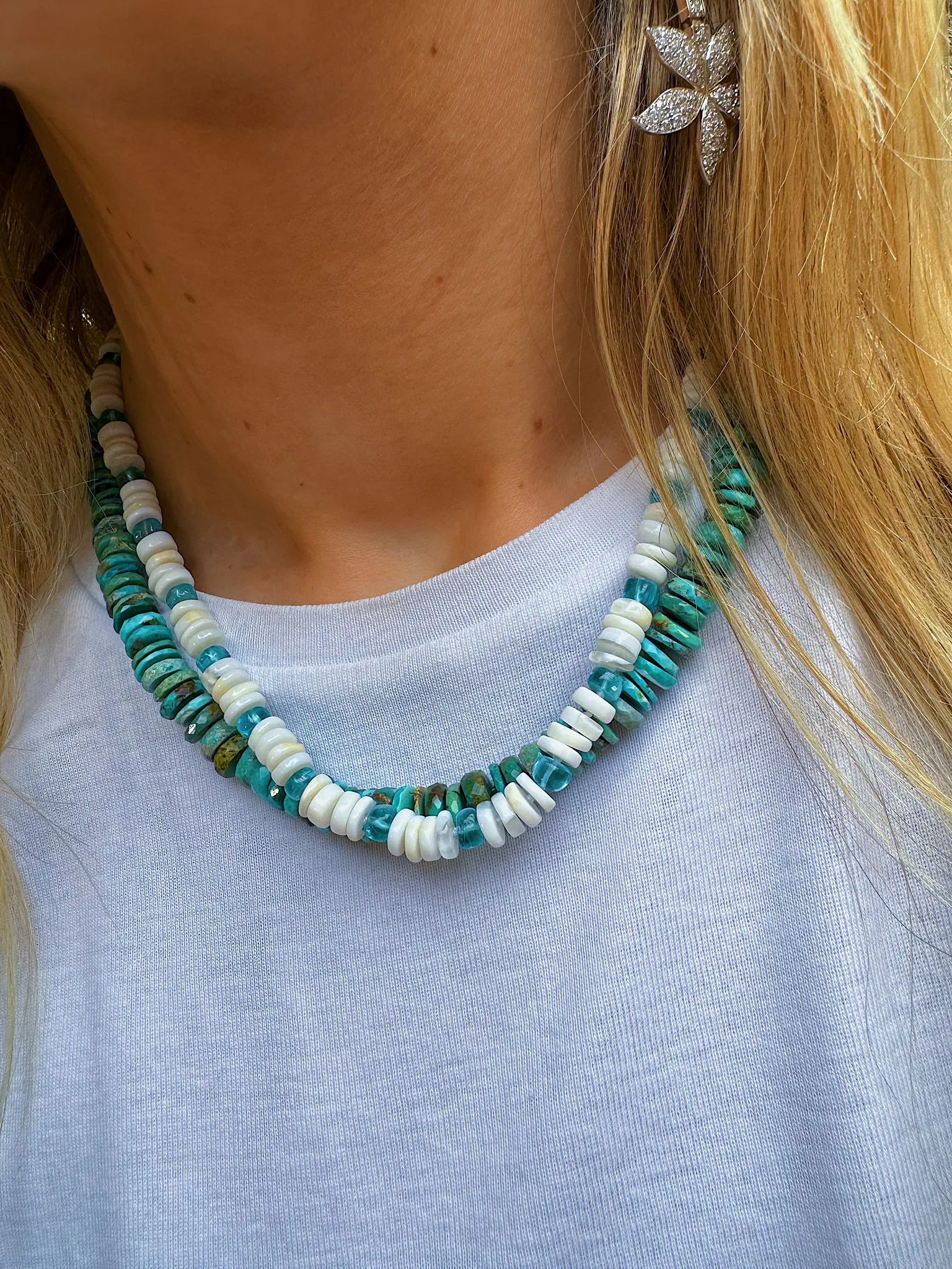 Turquoise Beaded Necklace (45cm)