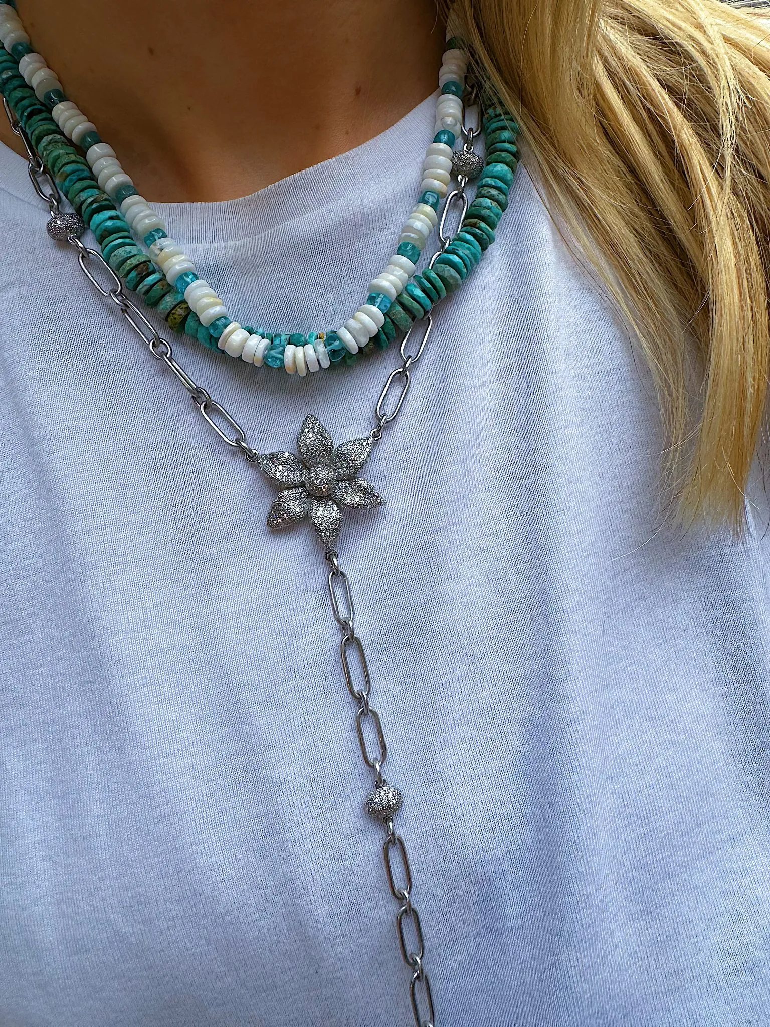 Turquoise Beaded Necklace (45cm)