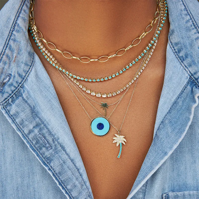 Turquoise Mini Bezel Tennis Necklace