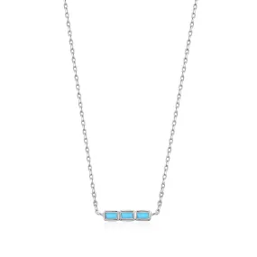 Turquoise Silver Bar Necklace