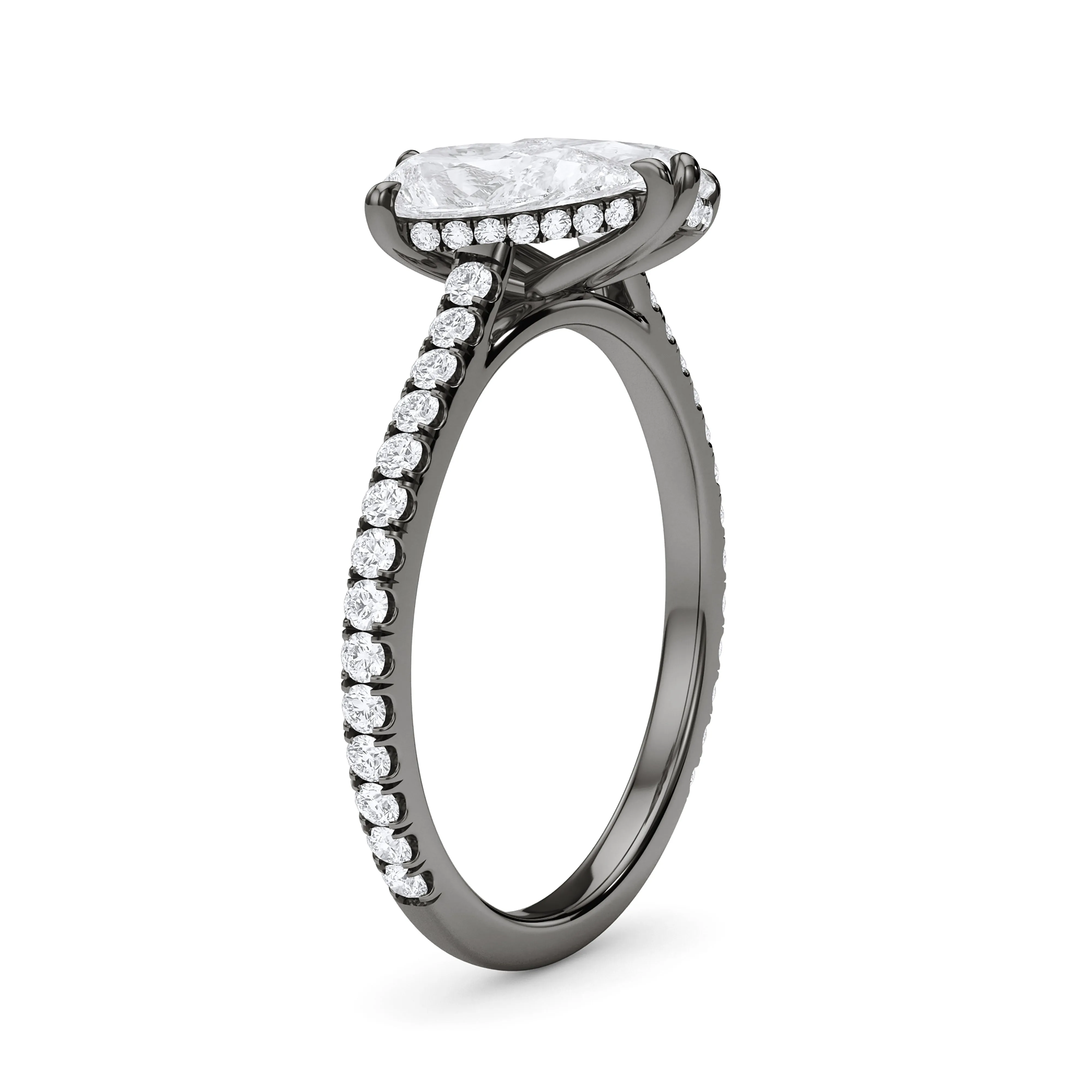 Twin Pear North-South Pave Diamond Ring