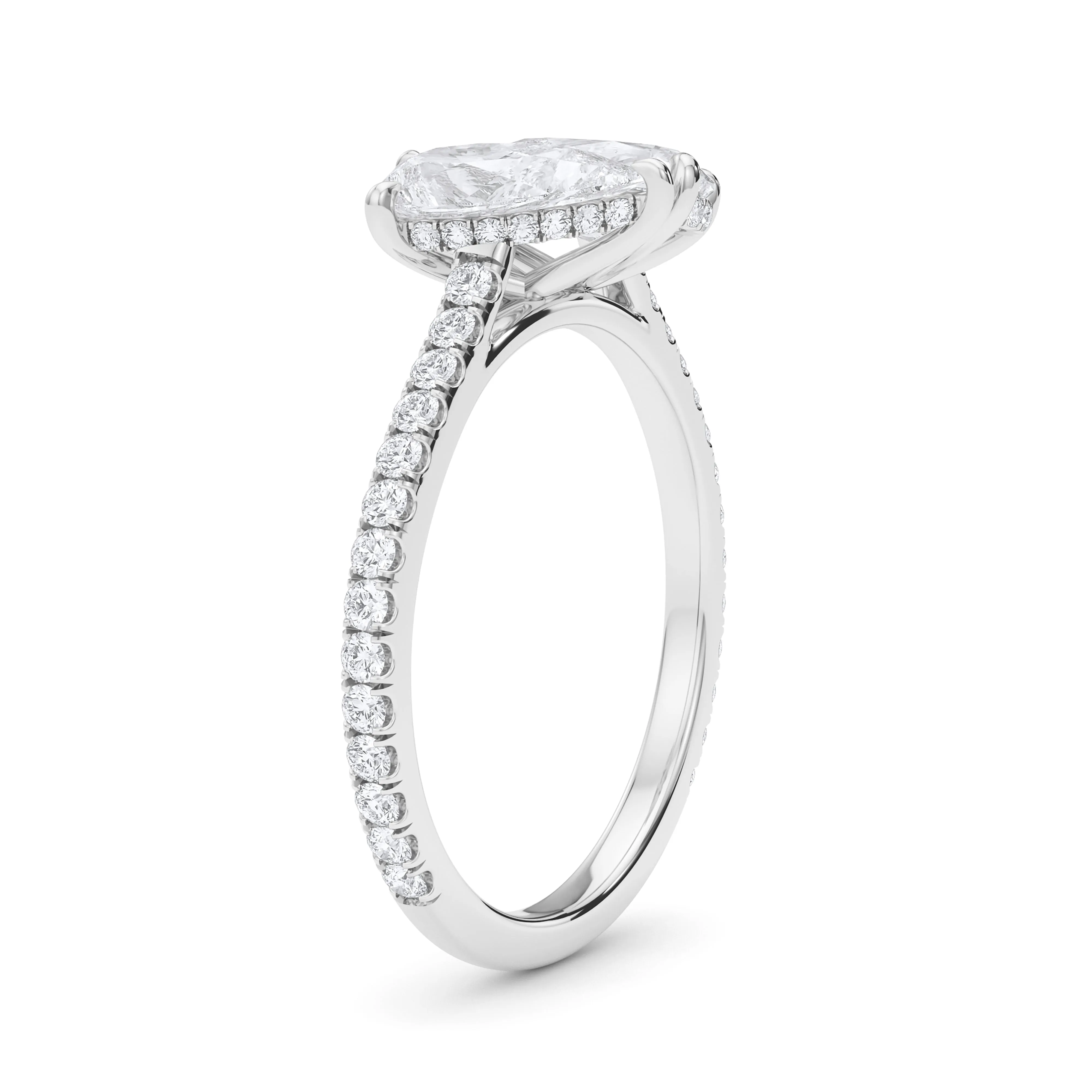 Twin Pear North-South Pave Diamond Ring