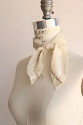 Vintage 1980s 1990s Ivory Silk Chiffon Scarf
