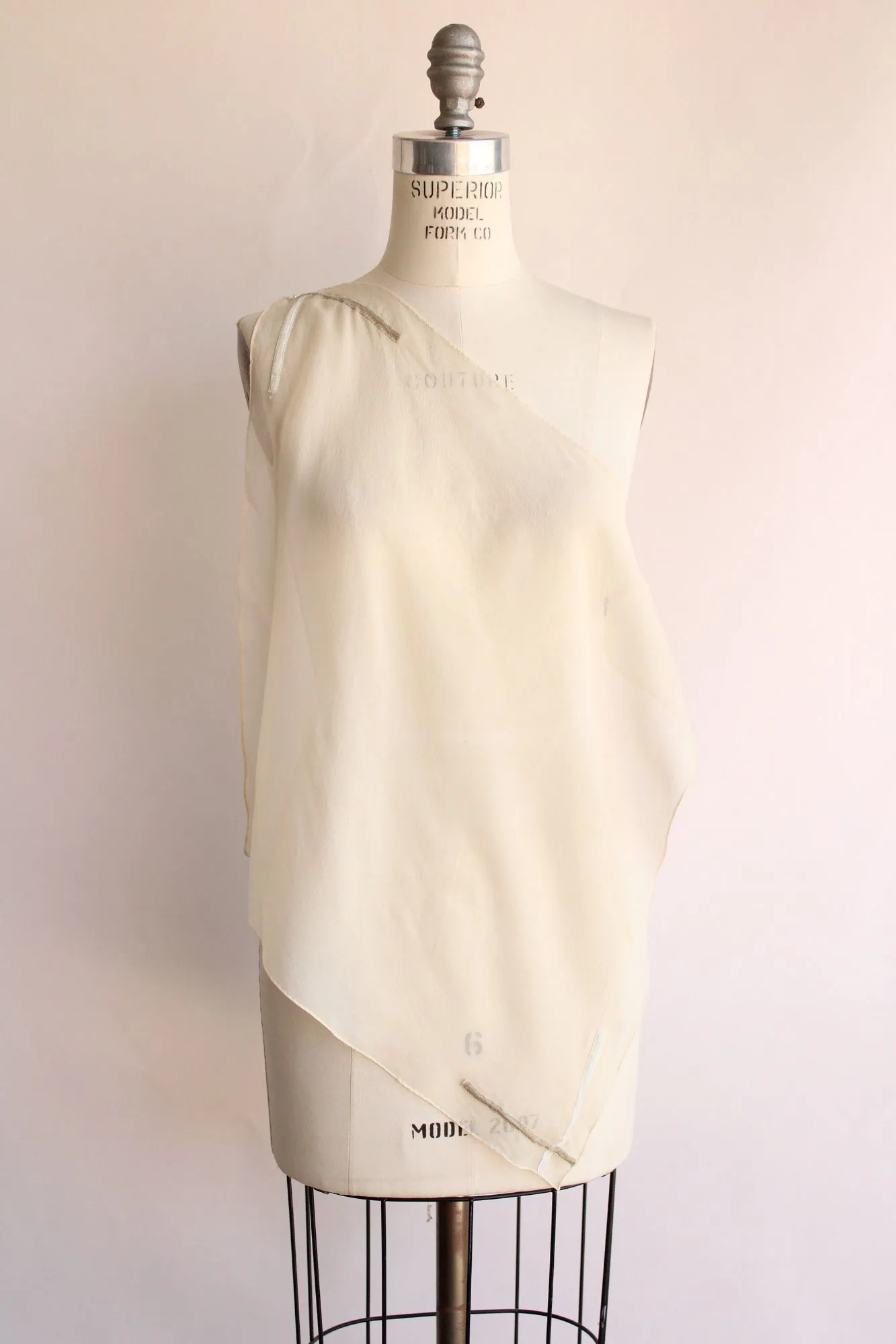 Vintage 1980s 1990s Ivory Silk Chiffon Scarf