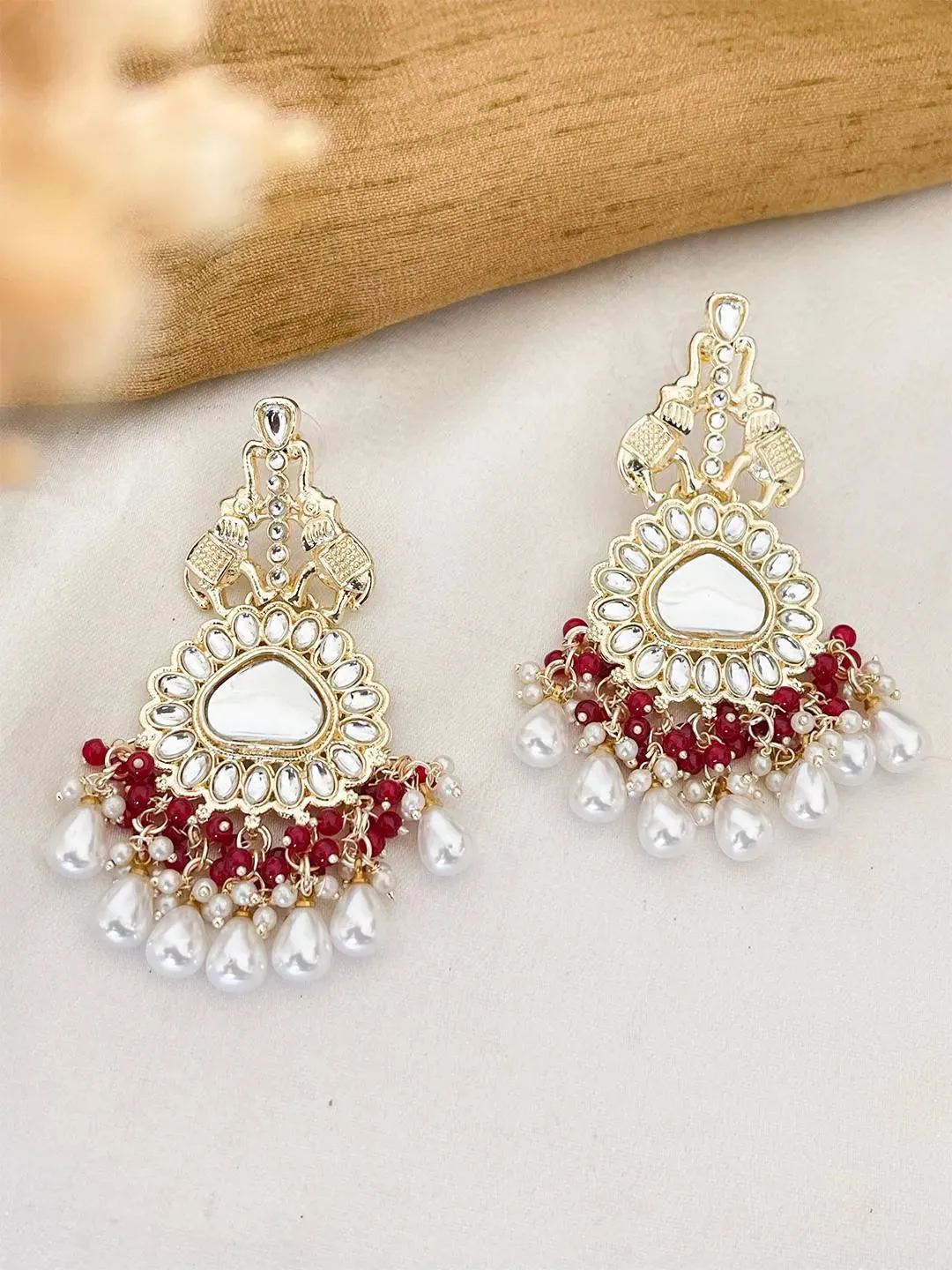 Wine Colored Chandbali Earrings