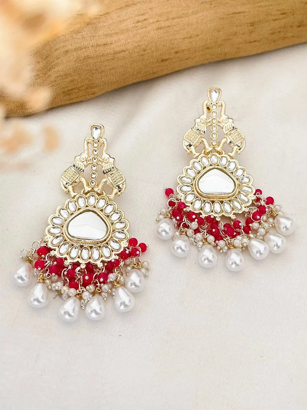 Wine Colored Chandbali Earrings
