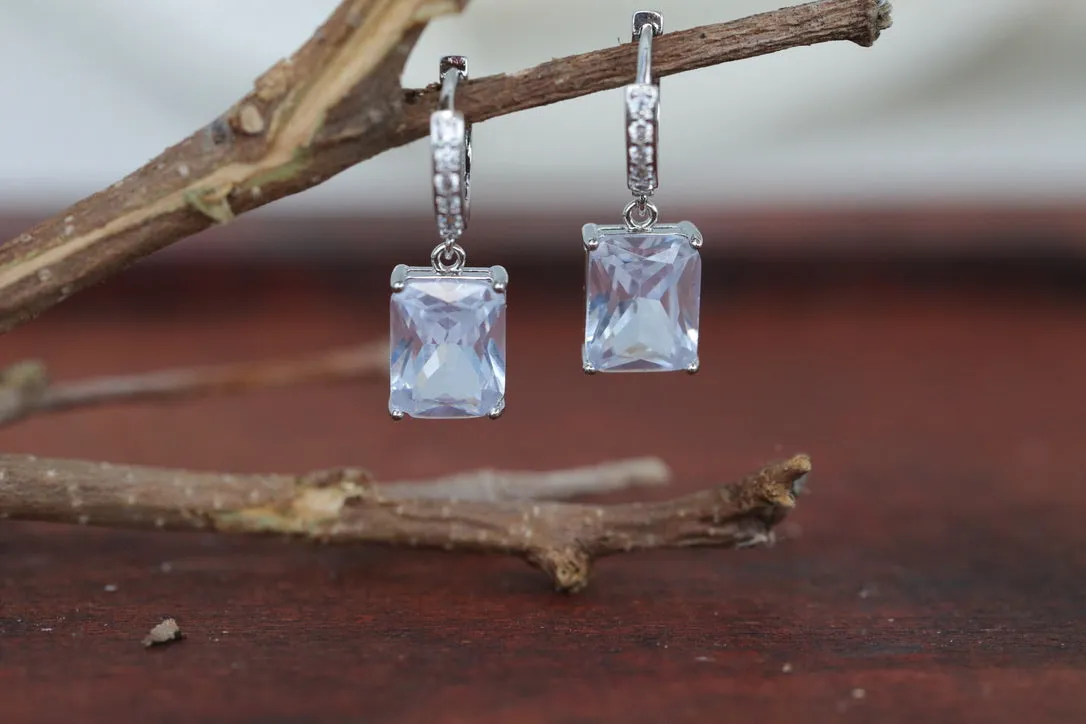 Zircon Stone Earrings - Rectangle Drop dangle
