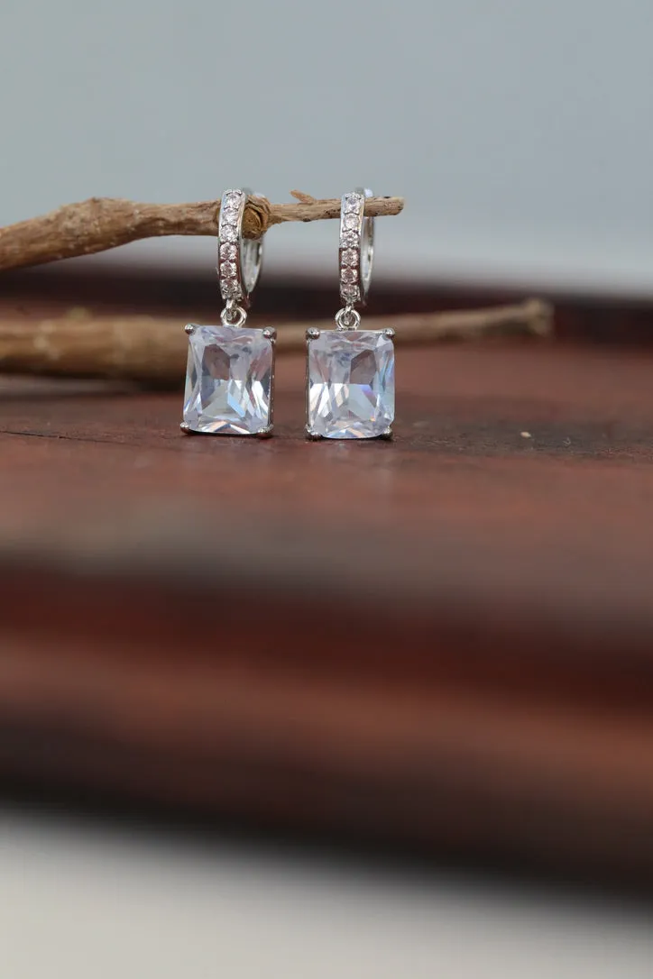 Zircon Stone Earrings - Rectangle Drop dangle