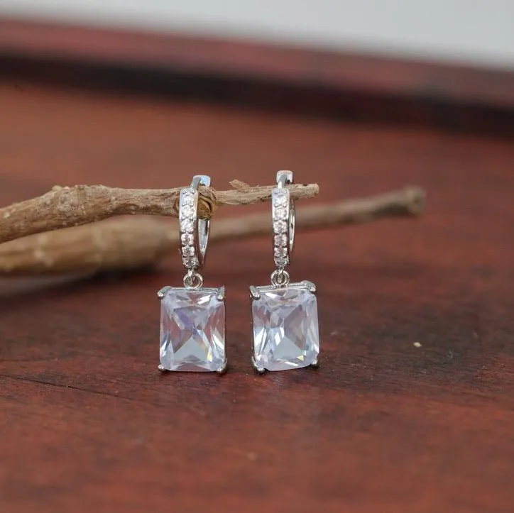 Zircon Stone Earrings - Rectangle Drop dangle